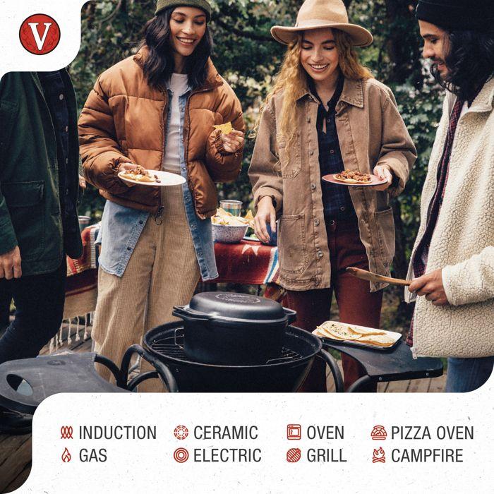 Enameled Cast Iron Induction Cocotte and Pan 27 Cm, Dutch Oven 5.7L, PTFE-Free Victoria 39585 Black