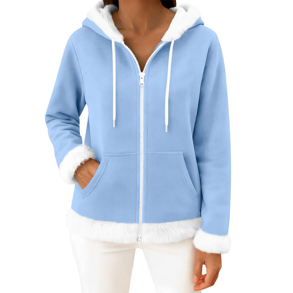 Moteriškas kasdienis madingas ilgomis rankovėmis užsegamas vilnos kardiganas su gobtuvu