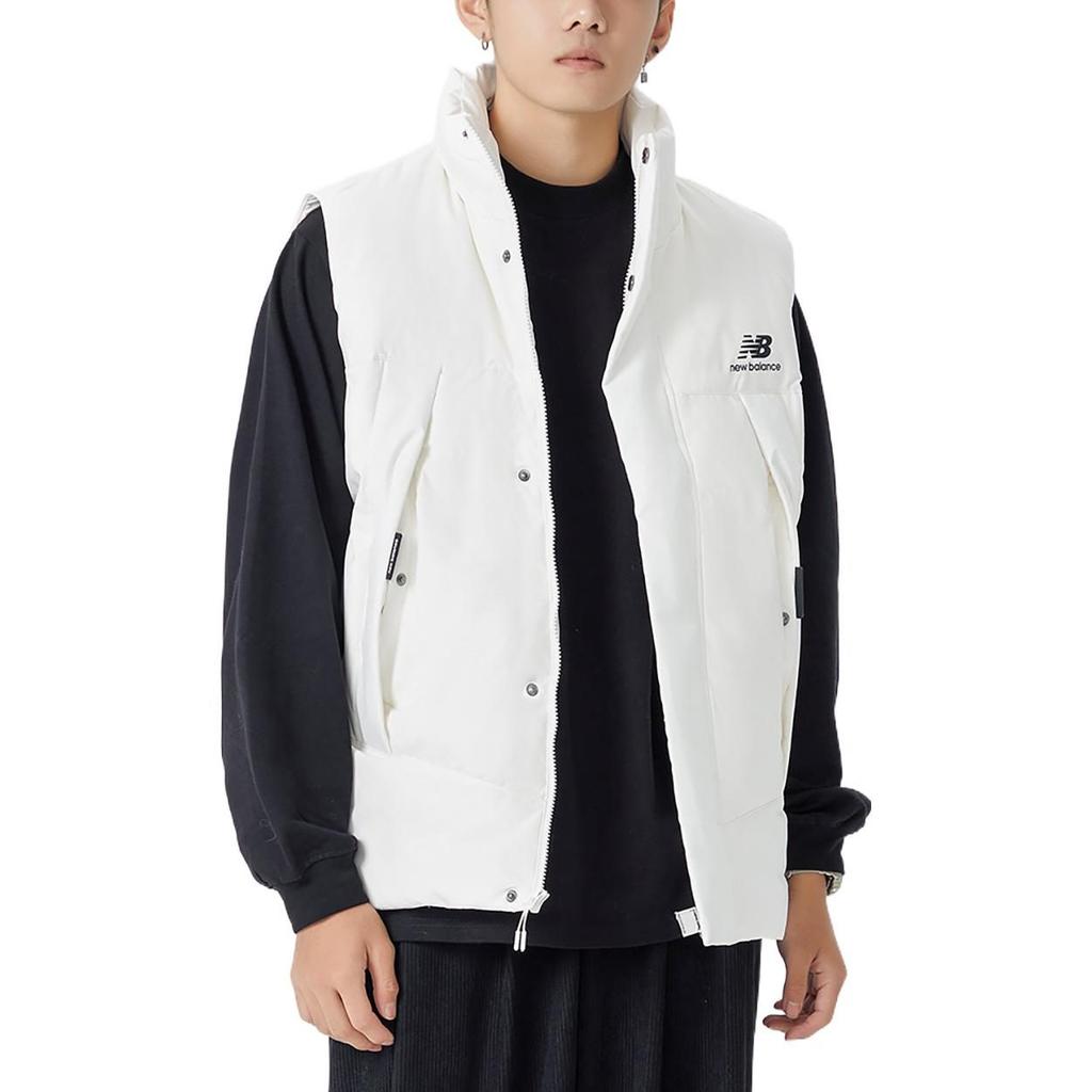 New Balance Pocket Puffer Down Vests Men's White Stand Collar Moderate Other AMV24360-CIC