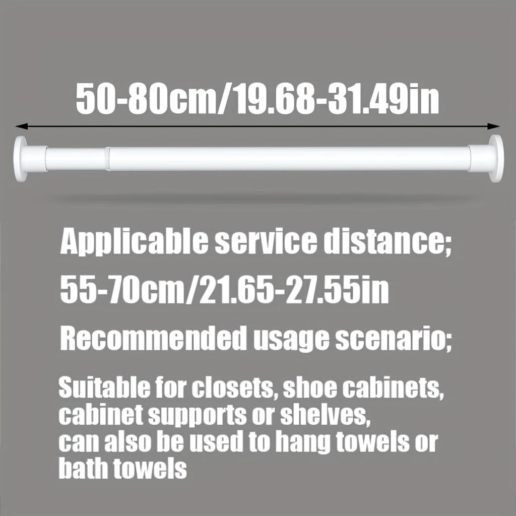 Adjustable Tension Curtain Rod - No‑Drill Extendable Spring Rod for Bathroom, Closet, Window & Doorway