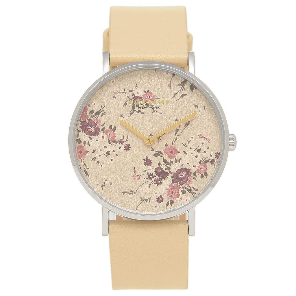 

Coach Perry Beige Floral Dial Beige Leather Strap Watch for Women - 14503293