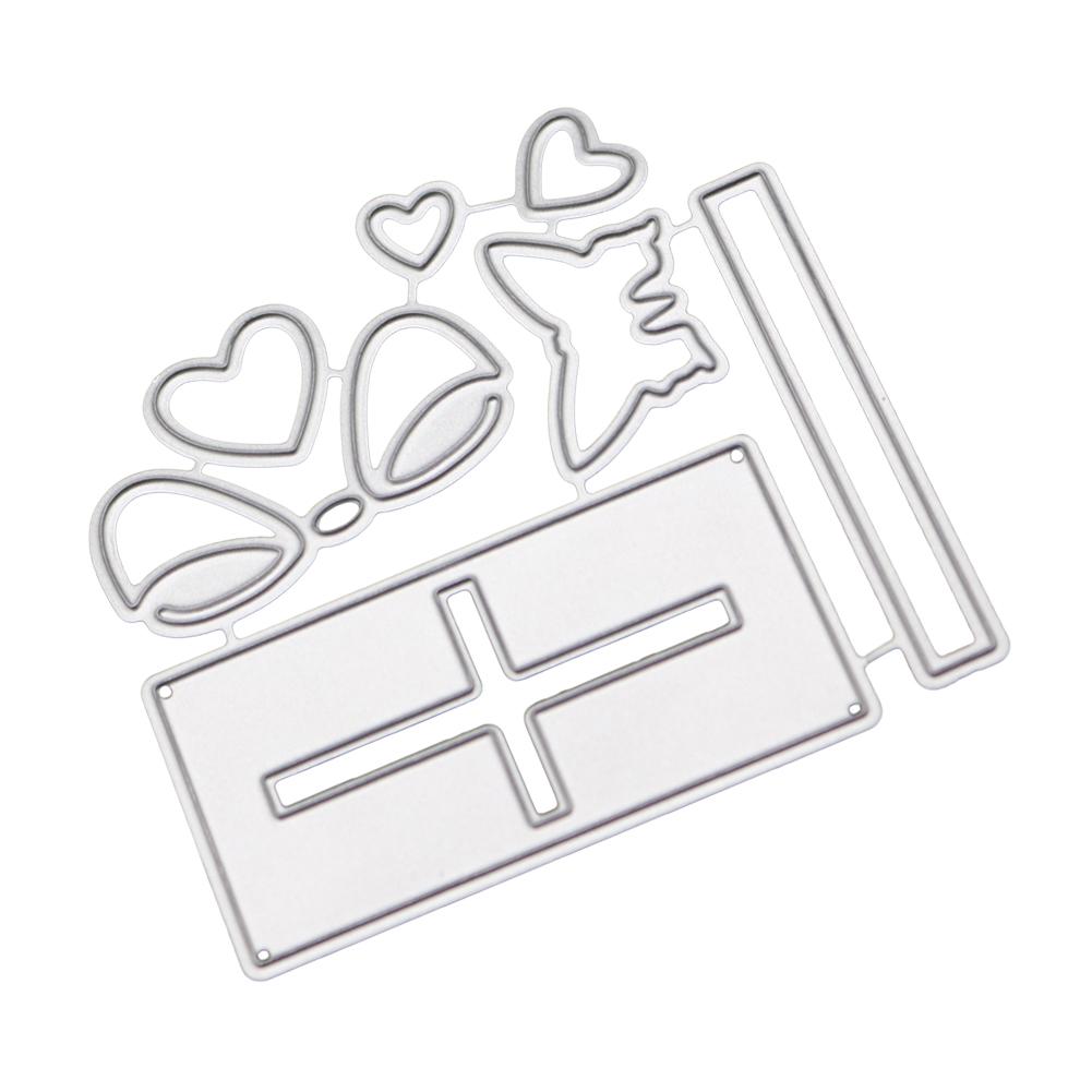 Open Gift Box Butterfly Frame Metal Silvery Stencil Embossing Cutting Dies For Diy Scrapbooking Paper Album Cards Making