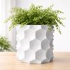 White 3D geometric flowerpot, modern, decorative for plants