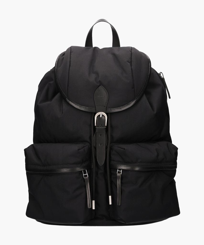 Thetung [Japanese Material_Neoul] Premium Leather Trim String Backpack [Black]