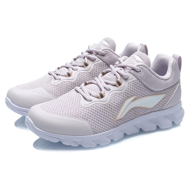 Li Ning Cushioning Breathable Low top Running Shoes Women's Light Gray Purple ARHR136-2