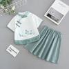 Kız Çocuk Yabancı Stil Retro Çin Stili Hanbok Takımı Küçük Kız Çiğsam Yarım Etek Yaz İki Parça Takım