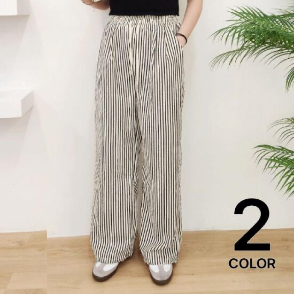 From Heart Women S Natural Jijimi Stripe pantS Vacation Style 2color