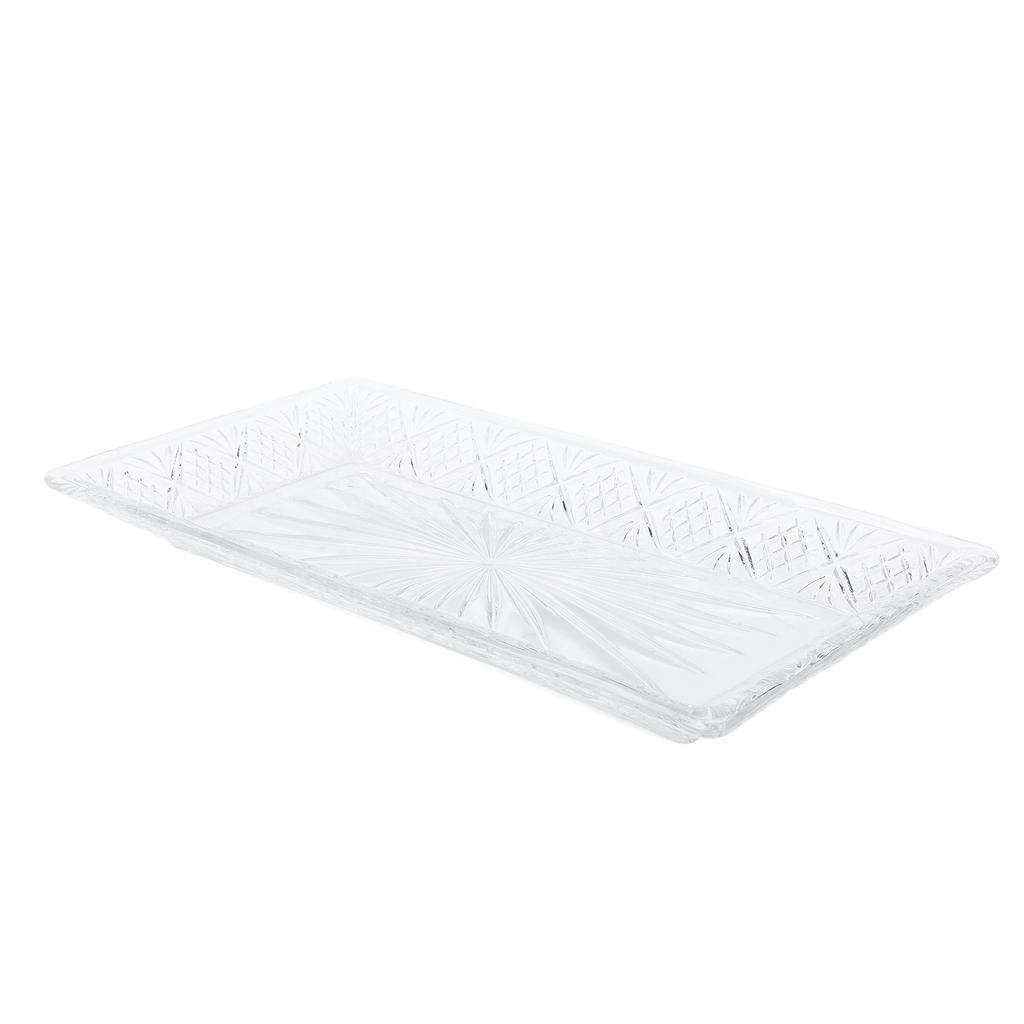 Serving Tray Rectangle Glass Platter Elegant Ample Capacity Stable Pattern Serving Dish for Dinner P