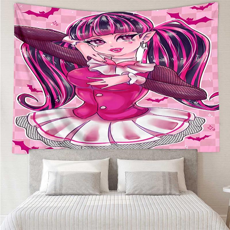 Monster High1 Tapestry for Bedroom Aesthetic Classroom Tapestries Wall Hanging for Living Room Dorm Office,Ideal Creative Gift