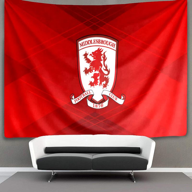 Middlesbrough Football Club CrestPrinted Tapestry, Fabric Tapestry Wall Hanging Decoration for Bedroom, Living Room, Dorm Room Home Party Fan Gifts