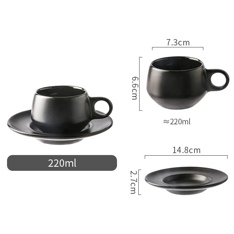 Italienisches Kaffeetassen- und Tellerset aus Keramik Kleine kreative Teetassen Kaffeebecher Teetassenset Nordische einfache Kaffeetasse Camping