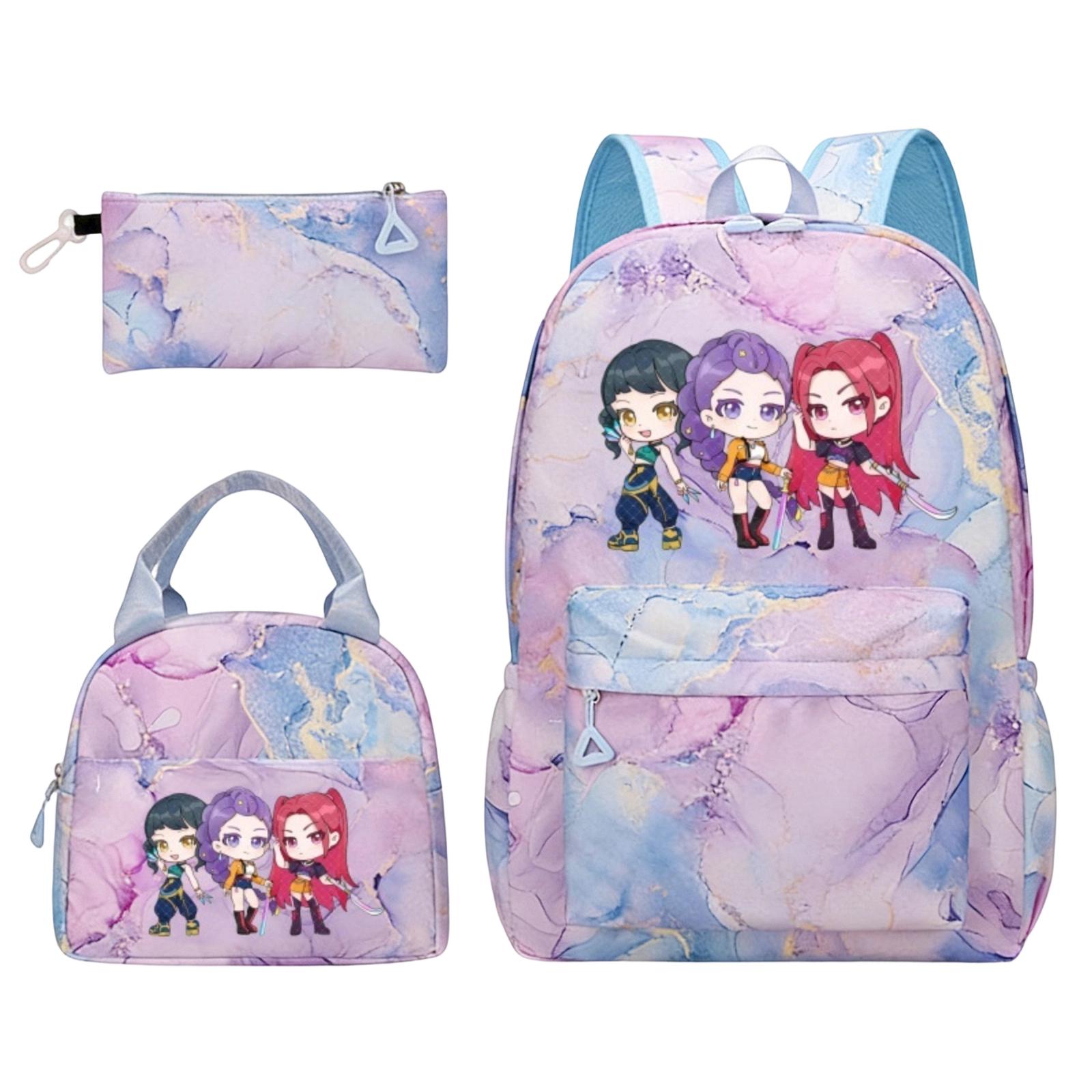 Kids Anime Cartoon Casual Travel Backpack Three-piece Set one size
