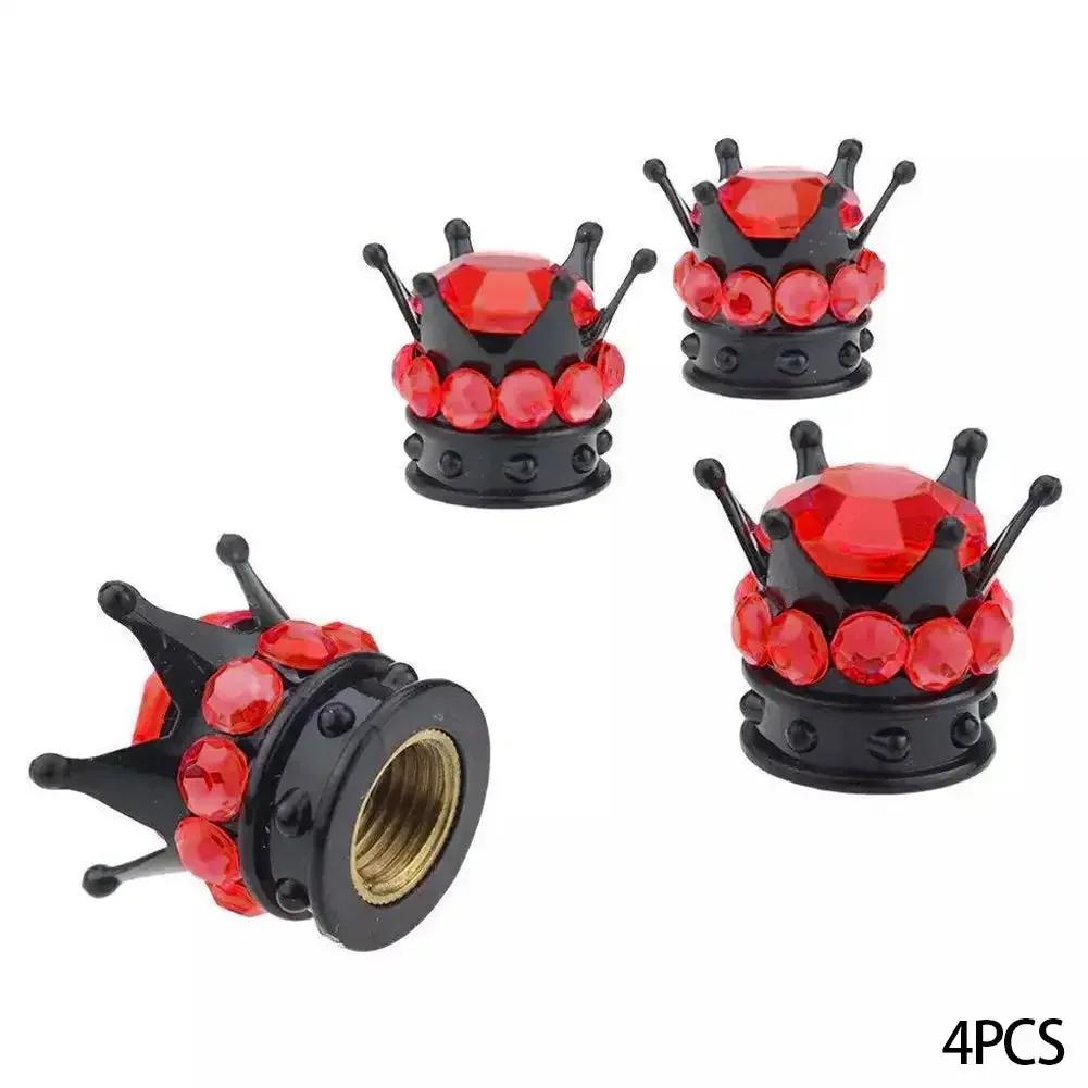 4Pcs/Set Bling Rhinestones Valve Stem Caps Chrome Crown Tire Valve Stem Caps for Car Auto Bike and Motorcycle Auto Accessoires