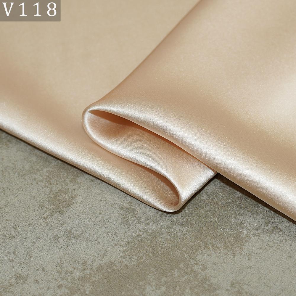 HYSK Natural Genuine Pure 100% Silk Crepe Satin Fabric Silk China Duchess Plain Brown by Meter for Dress Bedding Wedding
