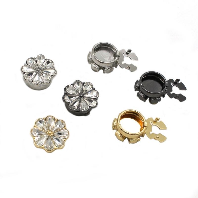 Rhinestones Flower Shirt Button Covers Cufflink Cover Rust Resistant Shirt Button Decoration Cufflinks Replacement Cover