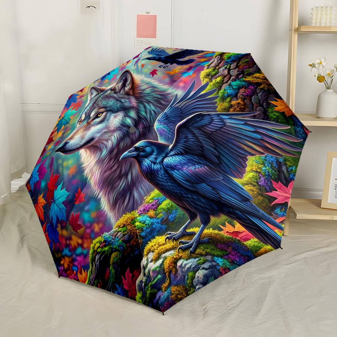 

Autumn Wolf Majesty Outdoor Automatic Umbrella with 8-Rib Durable Plastic & Iron Perfect for Outdoor Adventures Stylish Accessory