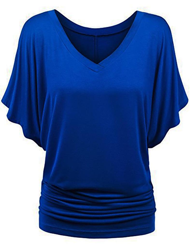 Plus Size Women's V-Neck Batwing Sleeve T-Shirt - A1375