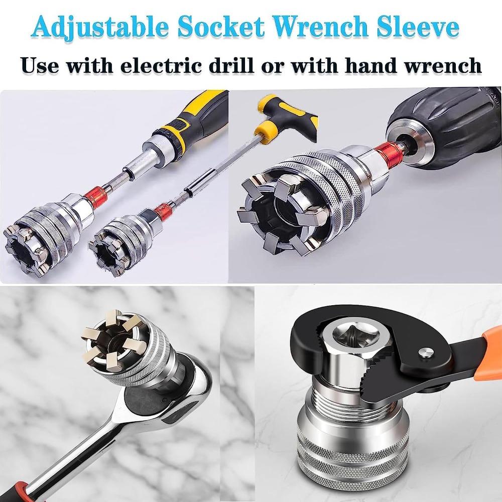 2PCS Multi-Function Hex Wrench Adapter Kit Adjustable Socket Adapter  Universal Tool