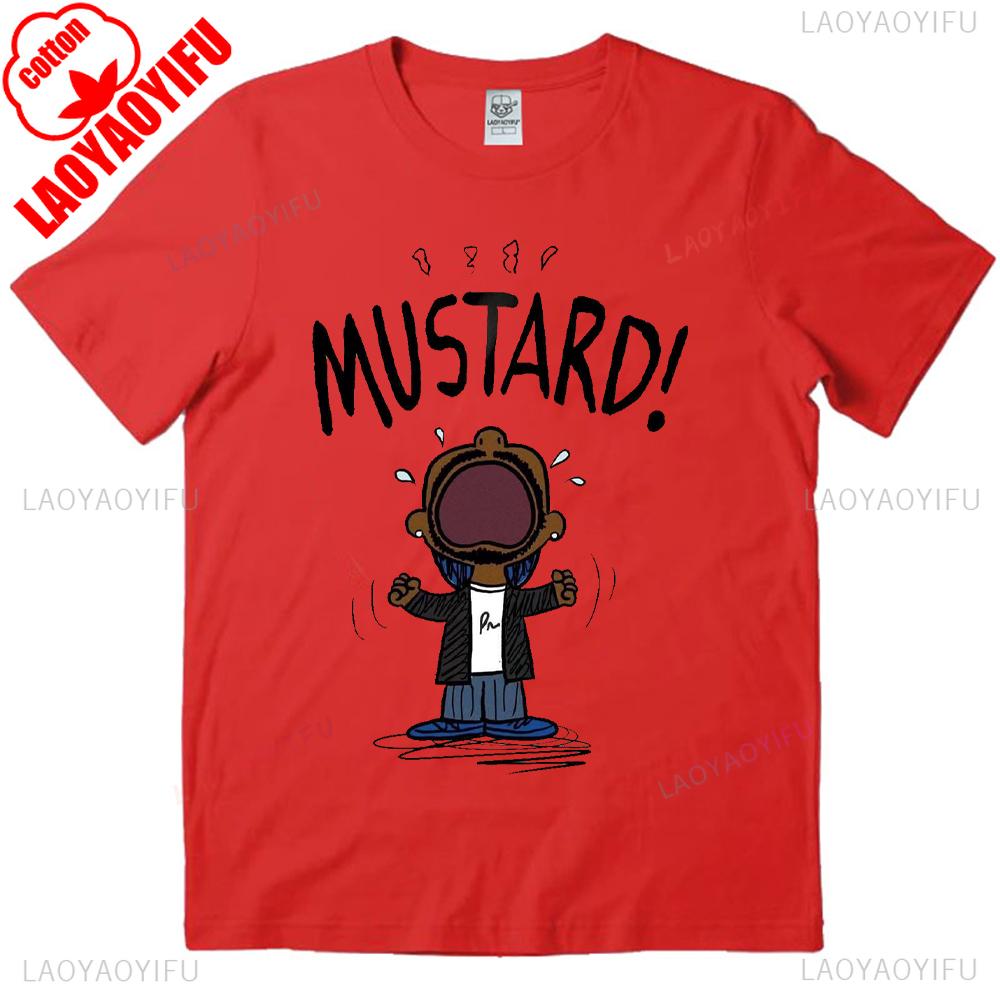 Kendrick Lamar MUSTARD Meme Shirt Neu Viral GNX Album Referenz Tops Hip Hop Musik Grafik T-Shirts Mustard Lamar Kurzarm