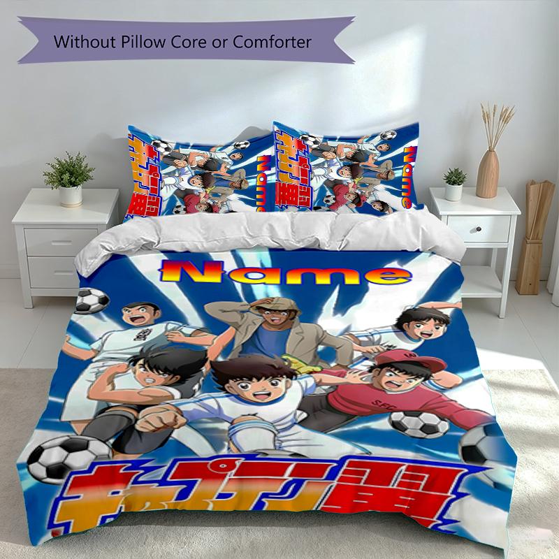3pcs Custom Name Captain Tsubasa Dream Team Set,Includes 1 Duvet Cover and 2 Pillowcases,All-season Bedroom Decor