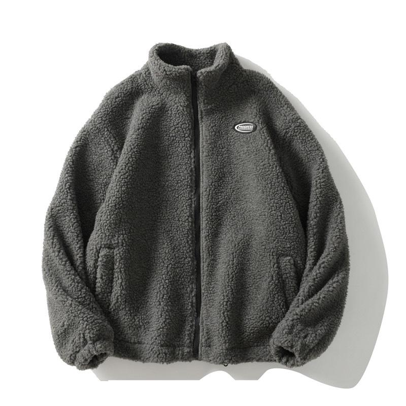 2025 Autumn/Winter Unisex Fleece Cotton Jacket - Loose BF Style, Stand Collar, Thickened Coat for Couples.
