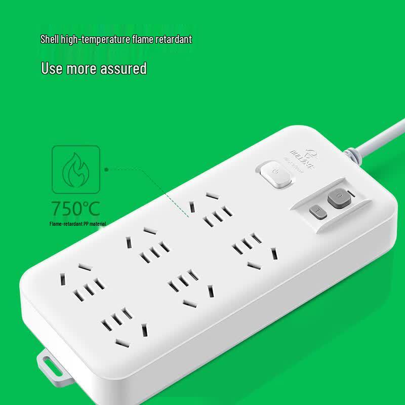 Bull GN-705 6-Outlet Power Strip with Leakage Protection CN Plug (adapter Included)