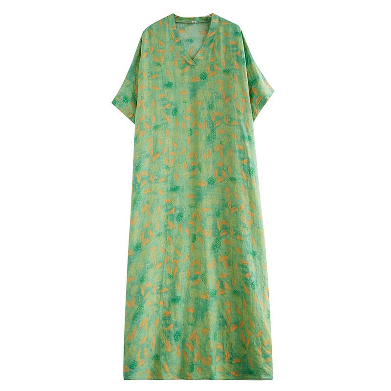 DIMANAF 2024 Plus Size Summer Women Beach Holiday Dress Basic Floral Print Loose Style Vintage Long Dresses