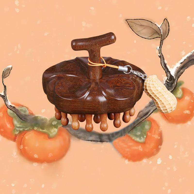 Multi-Functional Wood Therapy Massage Comb Scalp Head Massager Natural Sandalwood Circular Tooth Guasha Scraping Body Massager