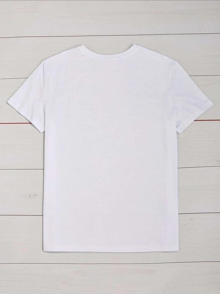 Music & Cat Print Crew Neck T-shirt Casual Short Sleeve Comfit Fit Top for Spring & Summer Women's Clothing