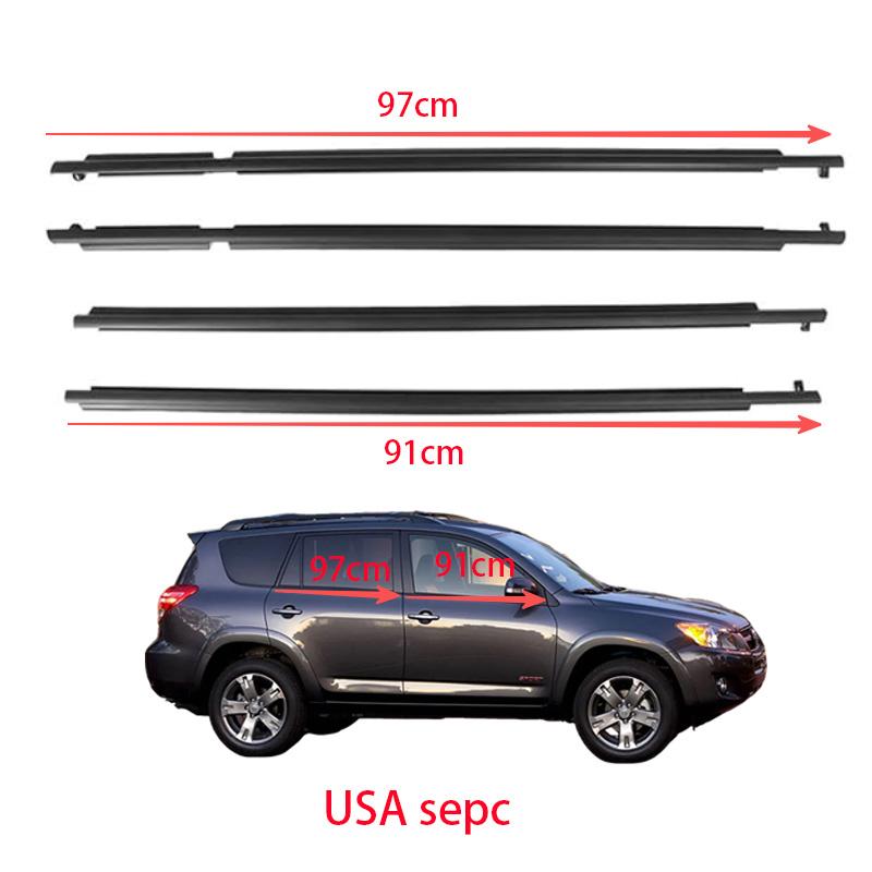 4 Pezzi Guarnizione in Gomma Nera per Finestrino Per RAV4 2009-2012 Guarnizione Paraspruzzi Sostituzione Vetro Porta Laterale Striscia Impermeabile 75720-0R020