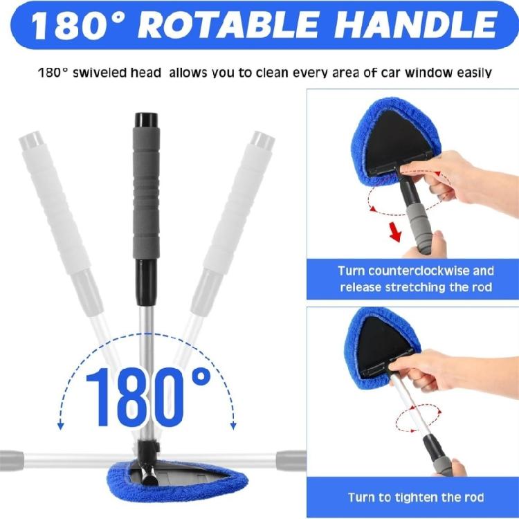 Windshield Cleaning Set Features Telescoping Rod And 6 Washable Microfiber Cleaning Pad