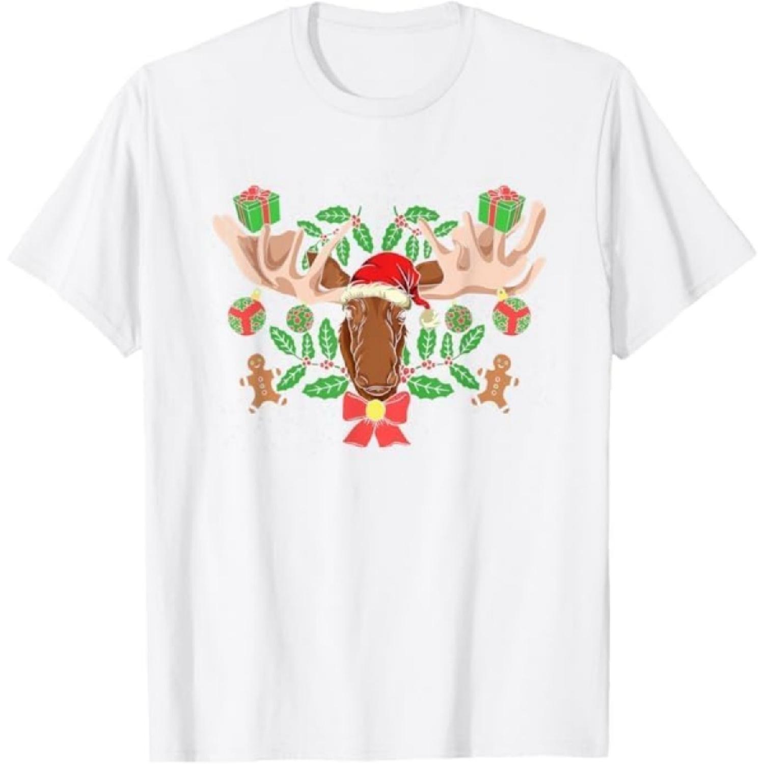 Moose Forest Animal Merry Christmas Xmas Moose T-Shirt TRU Mens Womens Tank Top Sweatshirt Hoodie Longsleeve White S