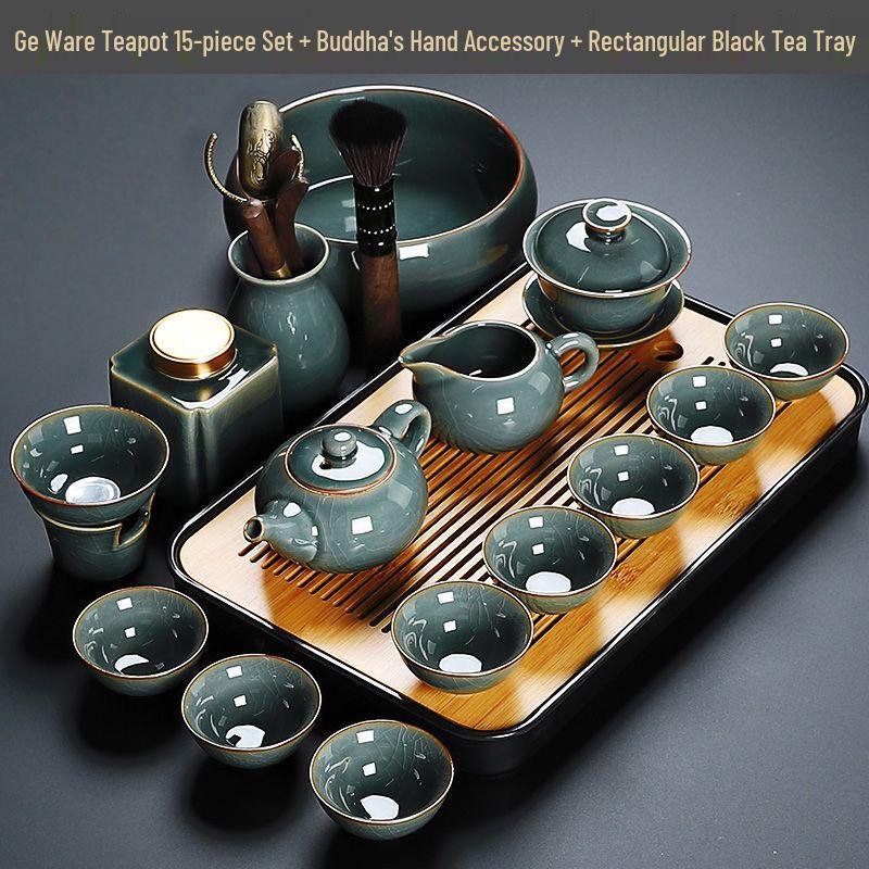 

Qianyu Geyao Kung Fu Tea Set Geyao Teapot + Rectangular Black Tea Tray