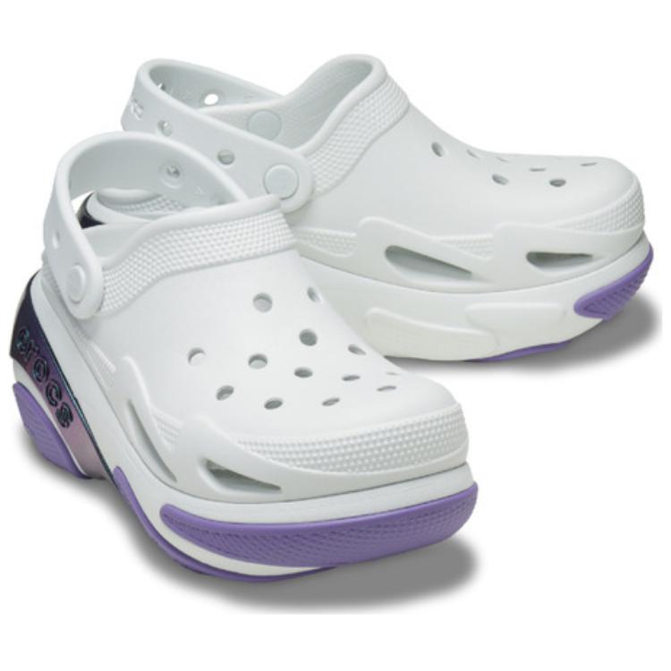 Crocs Bubble Crush Reflector Round Toe Commuter Versatile Clogs Unisex Clogs White Purple 210743-1NK