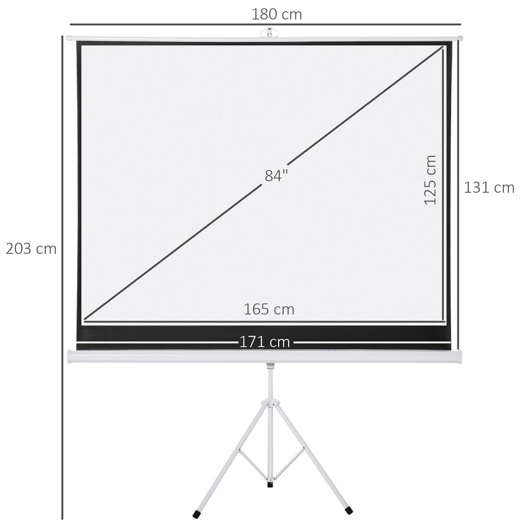 Projection Screen in 4:3 Format, Cinema Screen, Presentation Surface for Home or Office, White