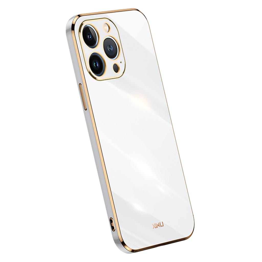 XINLI For iPhone 15 Pro Max Electroplating Gold Edge Cover Anti-drop TPU Phone Case