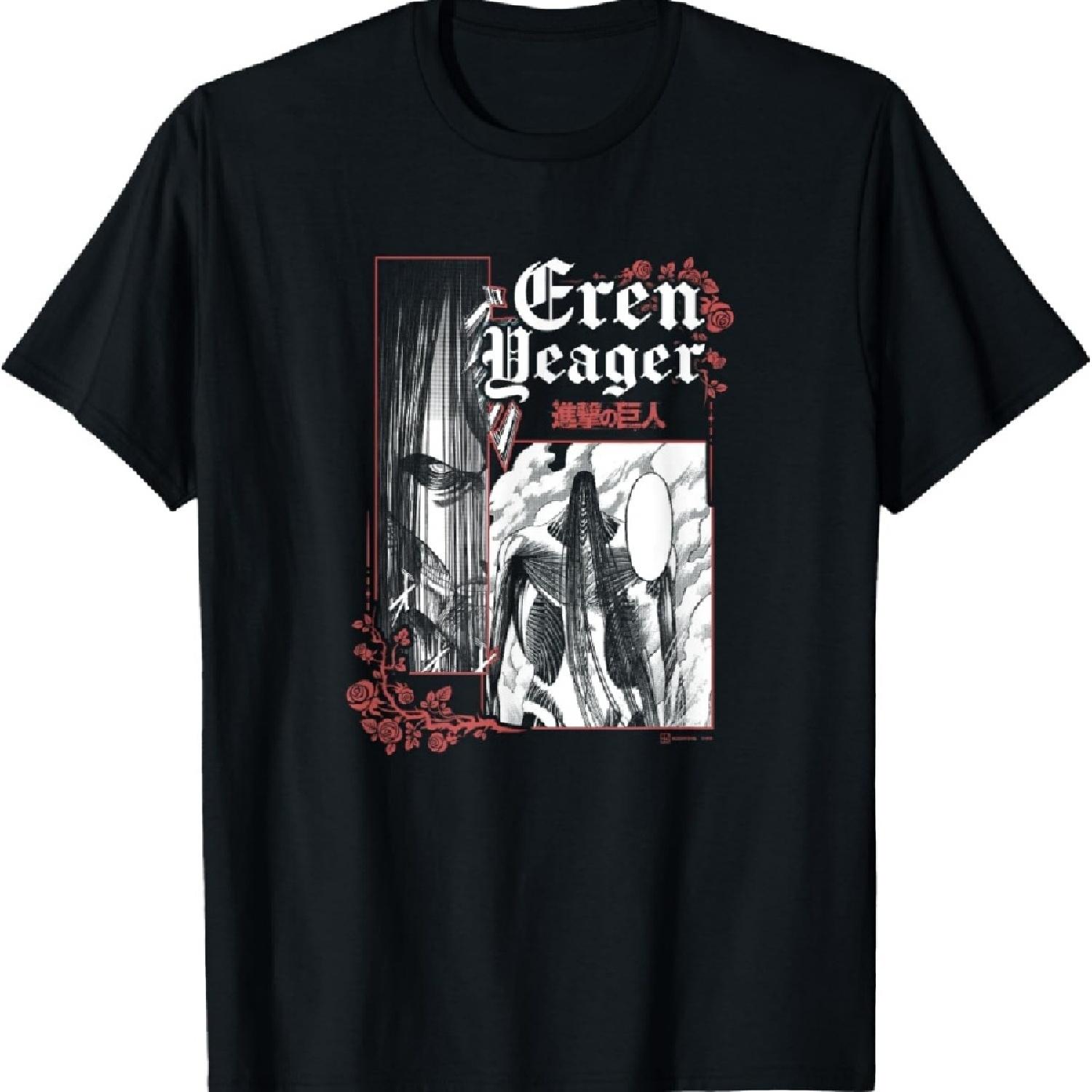 

Эпичная манга Титан Эрен Йегер Большая футболка с портретом XXXXXL чёрный