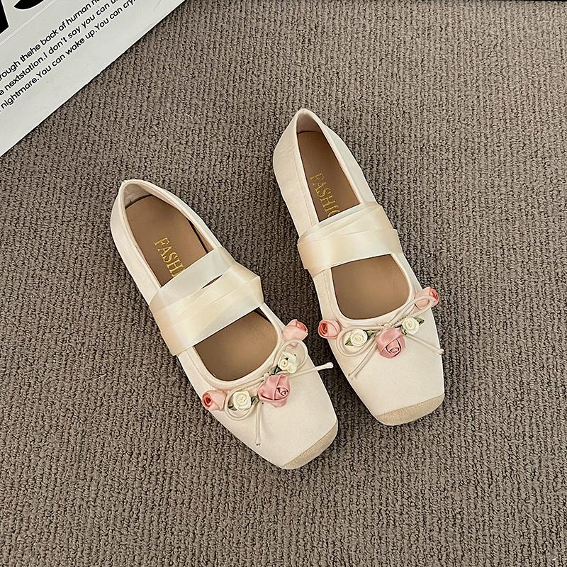 

Модные Роскошные Кружевные Завязки на Ногах Атласные Шелковые Балетки Женские Квадратный Носок Бант Эластичная Лента Балерины Женские Свадебные Цветочные Туфли Лоферы 35 белый