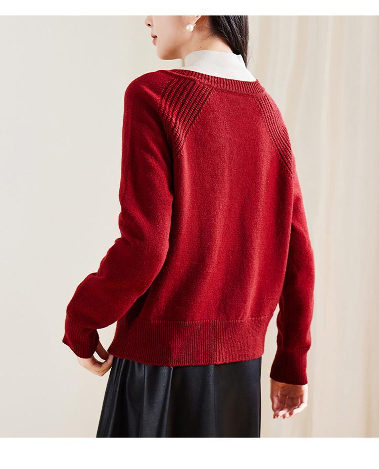 V-neck knitted cardigan jacket for women in autumn 2025, versatile wool sweater, solid color sweater for casual wear