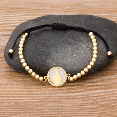 

Nidin Delicate Handmade Beads Bracelet Angel Jesus Natural Shell Adjustable Bracelets For Women Party Wedding Jewelry Gifts