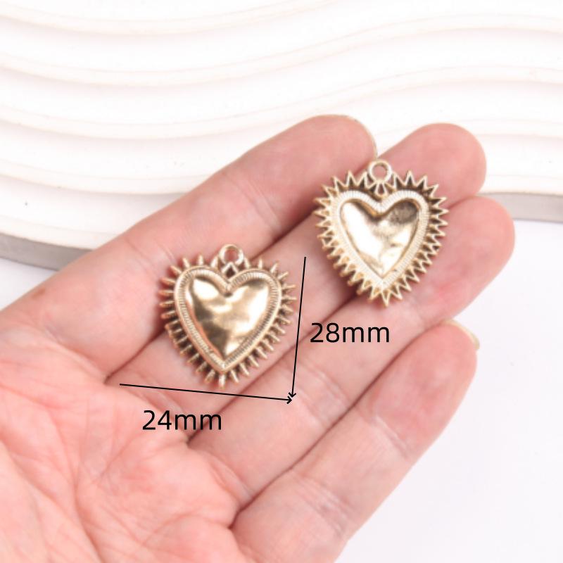 Cross Retro Sacred Heart Flame Pendant: Love Heart Aged KC Gold Blackened DIY Charm Necklace