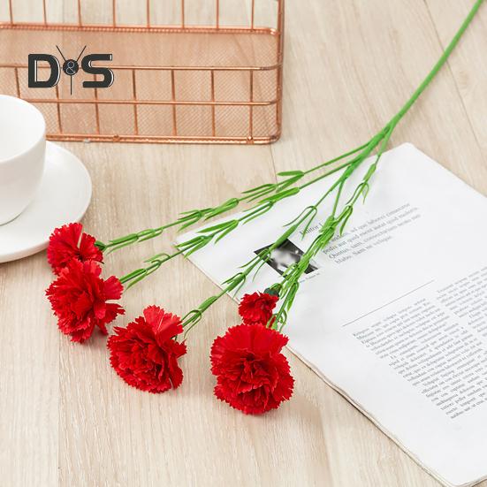 Artificial Flower 1 Branch Realistic Easy Care 5 Forked Beautiful Romantic Wedding Artificial Carnation Party Supplies