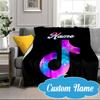 Custom Name Music Tik Celebration Blanket bed sofa Blanket Flannel Blanket for Camping, Hiking, Picnic Essentials,gift for Fan family