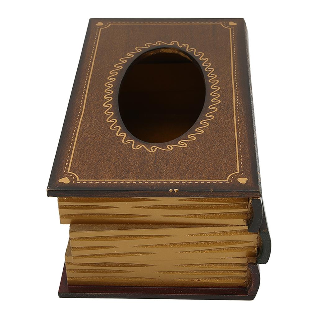 Tissue Box Simulation Holz Antike Buch Form Serviette Fall für Home Restaurant Shop