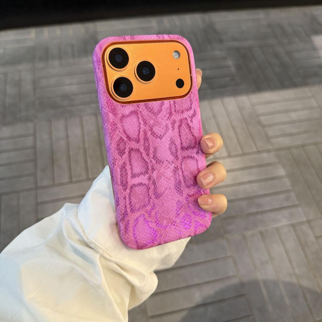 Python Leather Pattern Is Suitable for iPhone17Promax Mobile Phone Case Apple 16 Three Packs 15 Ultra-thin 14/13 Retro Pu.