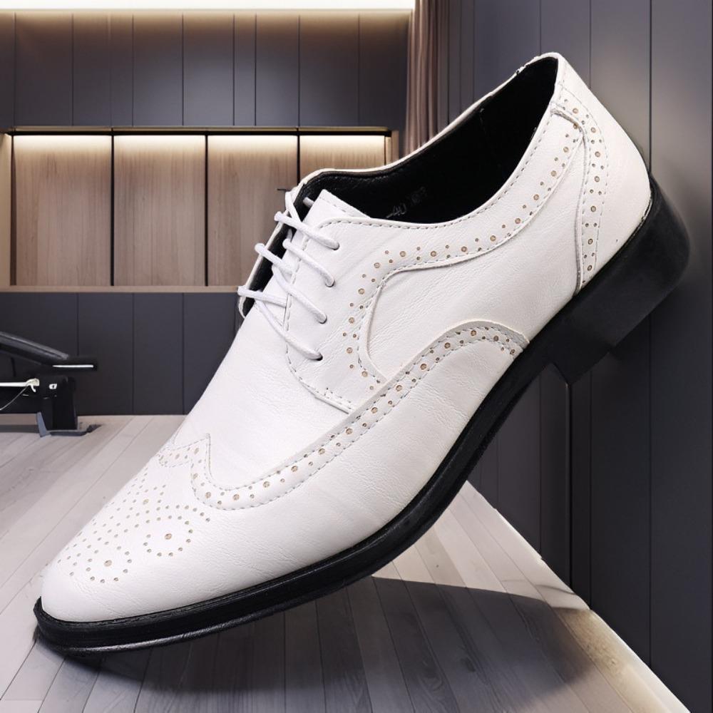 Mens Leather Shoes Brogue British Style Casual Business Formal Big Size Wedding Groom Photography Shoes