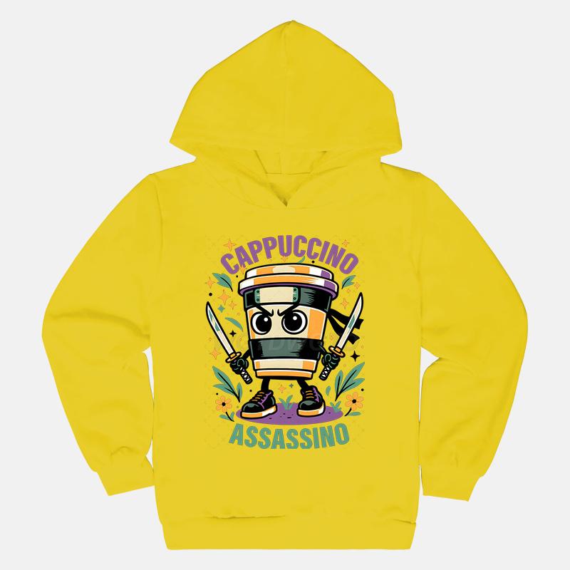 Cappuccino Assassin Kids Clothes Fashion Casual Hoodies Italian Brainrot Funny Gift for Baby Girl Boy New Sweatshirts Outfits