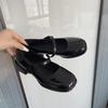 Modne, czerwone buty Mary Jane w stylu retro, damskie, grube obcasy, klamra na kostce, buty Lolita, damskie, studenckie, francuskie, kwadratowe, płytkie, pojedyncze buty