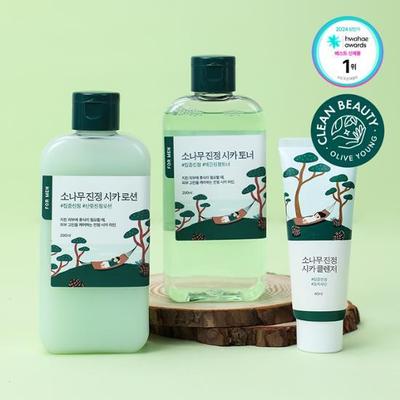 Round Wrap for Men Pine Tree Calming Toner/Lotion 2-piece Set (+ 40ml Cleanser Included)