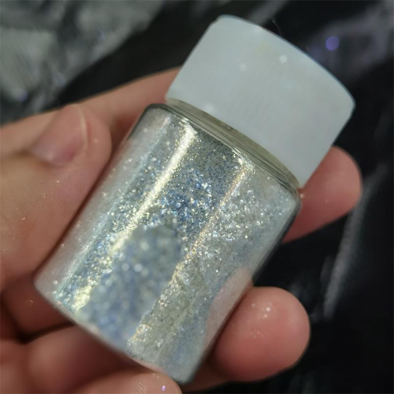 Nagelglitzer Glänzendes Glimmer-Perlenpulver 1 Flasche Gold-Weiß Hochglanz für DIY Harz Seife Kerze Bastelherstellung